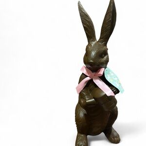 Chocolate Easter Bunny Decoration w/ Pink Bow Spring Holiday - Home Decor